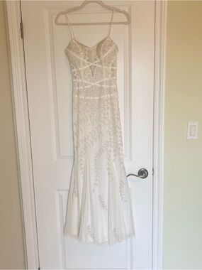 Vintage CACHE White Beaded Spaghetti-Strap Dress
